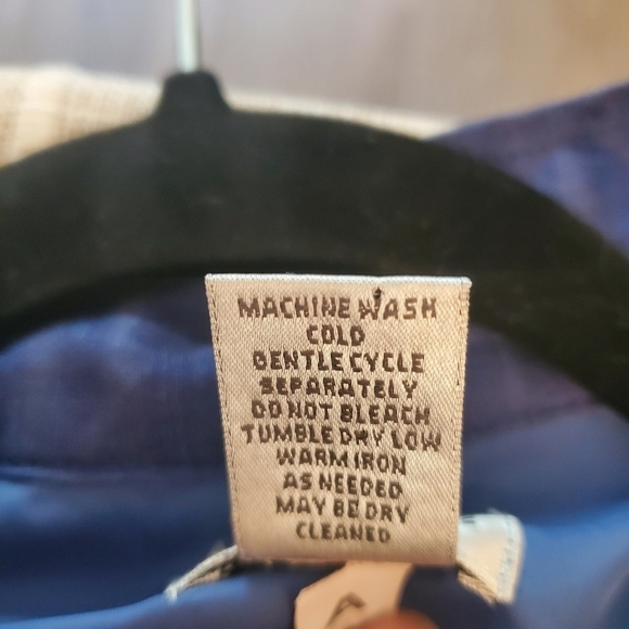 Chico's Size 3 Linen Blend Karise Blue Satin Jacket - Picture 4 of 8